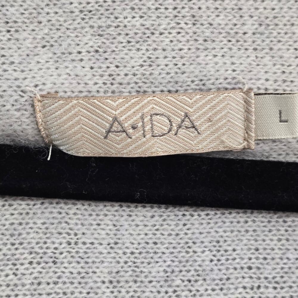AIDA Italy Wool Open Front Cardigan Sweater L Gray Wrap Draped Cozy Quiet Luxury - Picture 8 of 8
